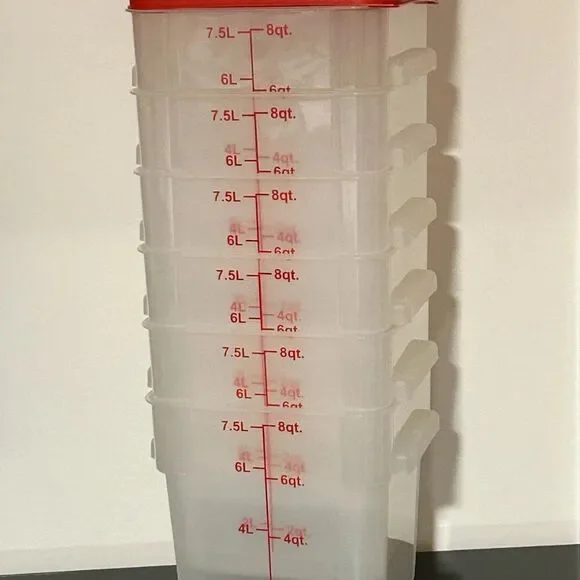 Choice 8 Qt. Translucent Square Polypropylene Food Storage Container (set of 7) - Picture 2 of 2